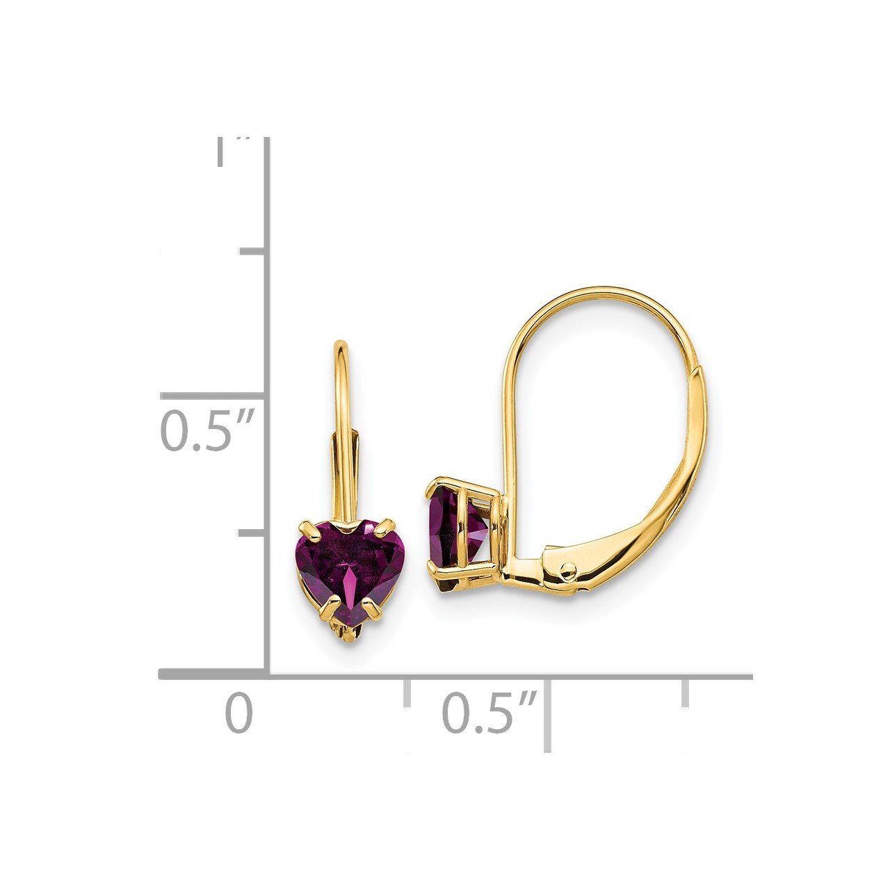 K Mm Heart Rhodolite Garnet Leverback Earrings The Gold Store