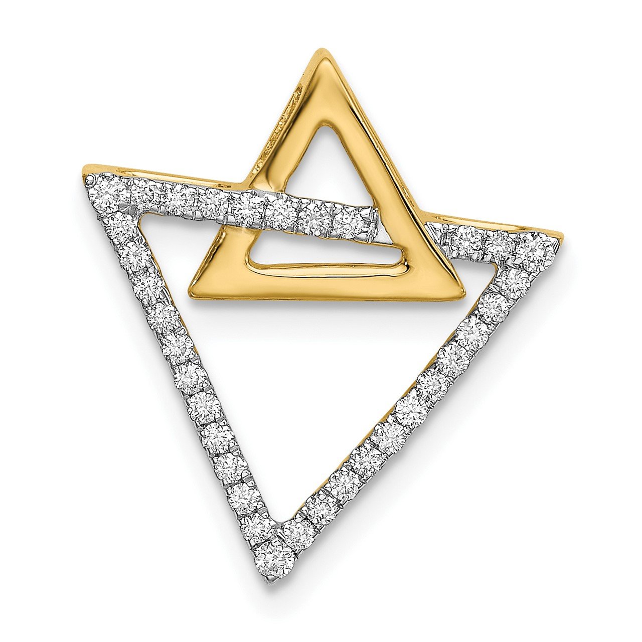 14k Polished Double Triangle Diamond Chain Slide