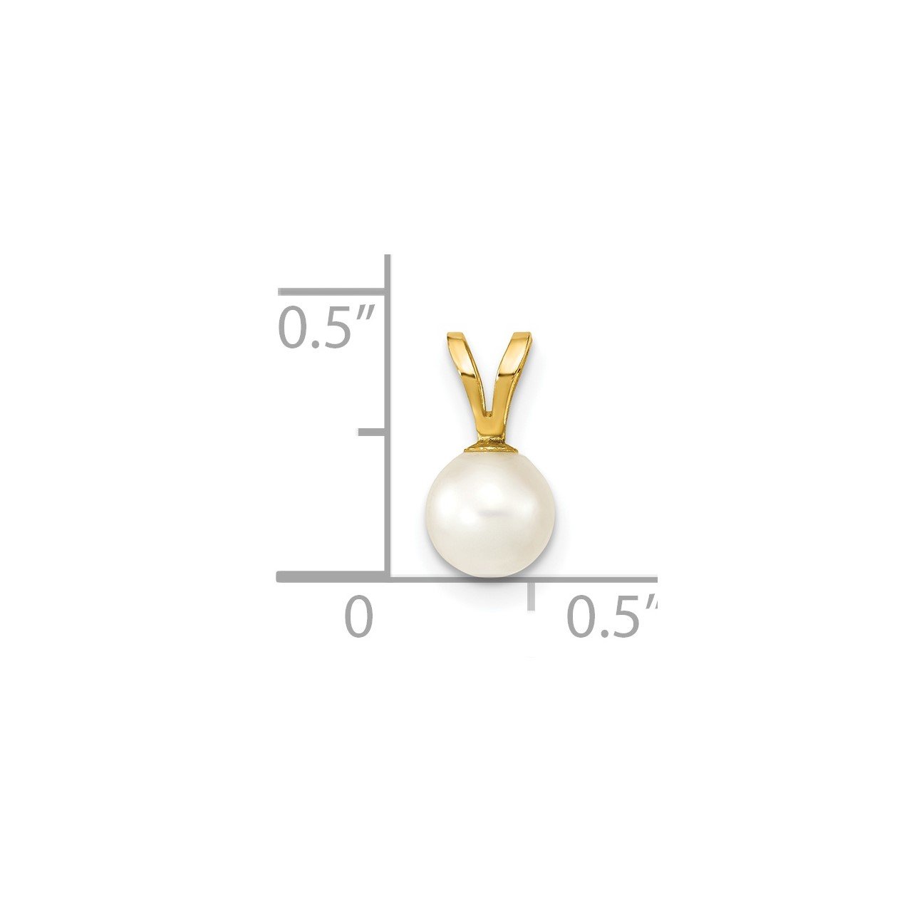 14k Gold 5-6mm Round White Saltwater Akoya Cultured Pearl Pendant-1