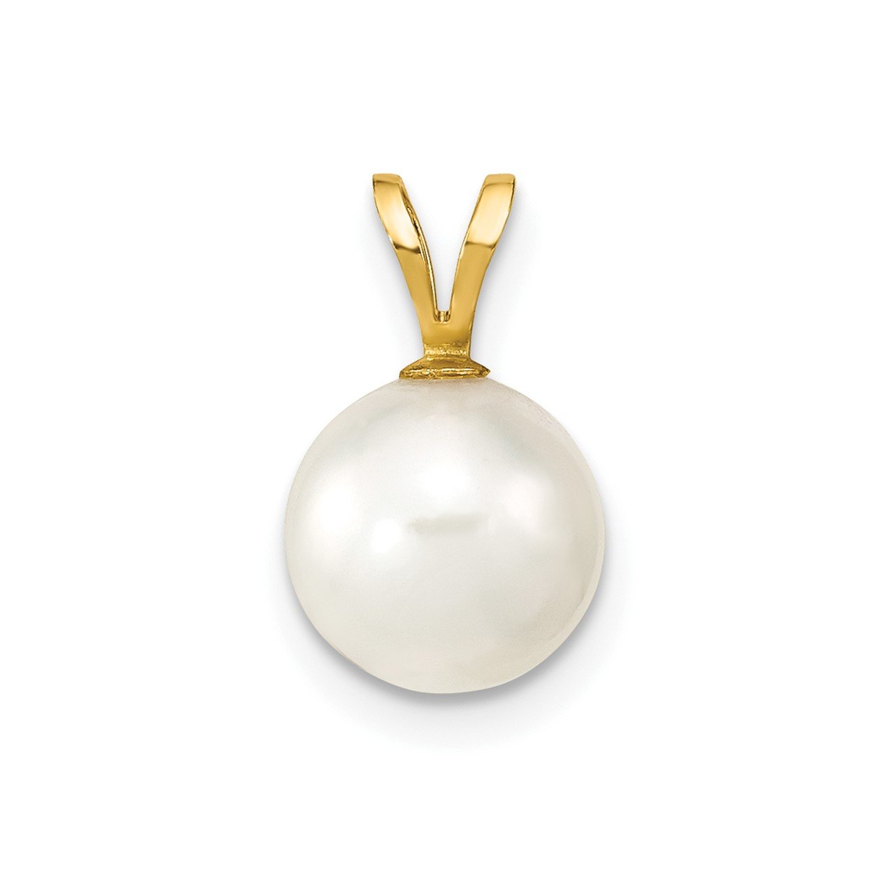 14k Gold 8-9mm Round White Saltwater Akoya Cultured Pearl Pendant