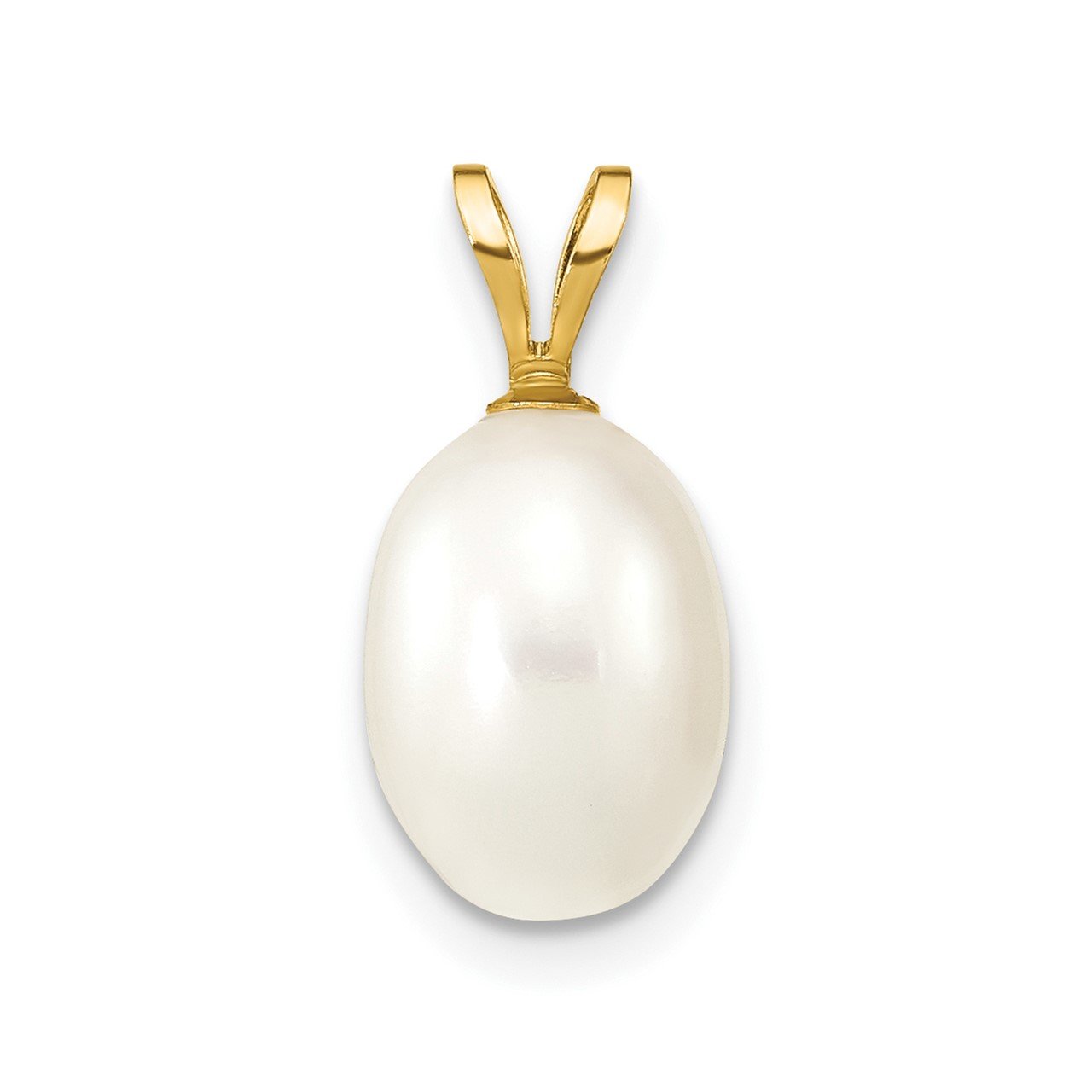 14K 7-8mm White Rice Freshwater Cultured Pearl Pendant
