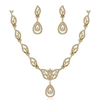 14 k Yellow Gold 2.283 ct. Diamond Necklace / 0.985 ct. Earrings