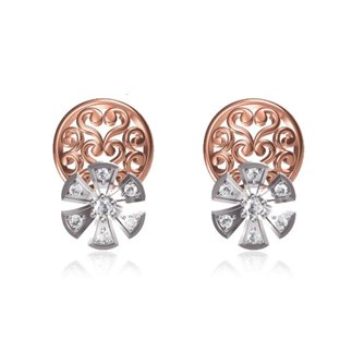 14K White and Rose Gold 0.210 ct. Diamond Earrings