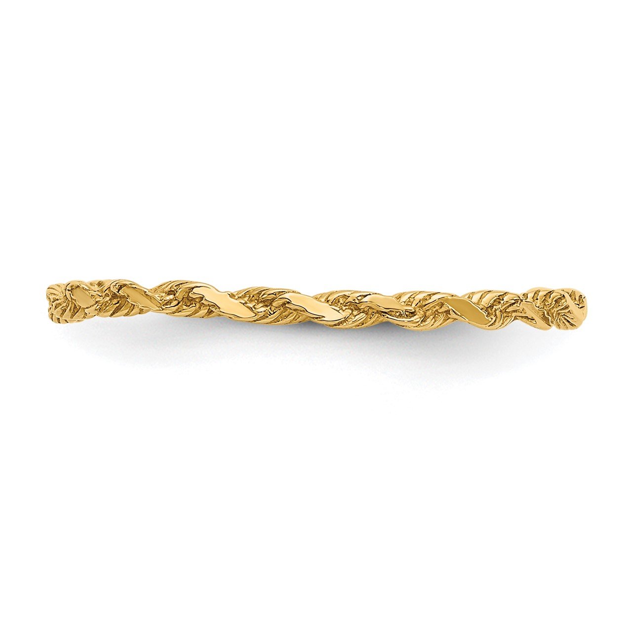 14K Diamond-cut Textured Rope Band Ring-2