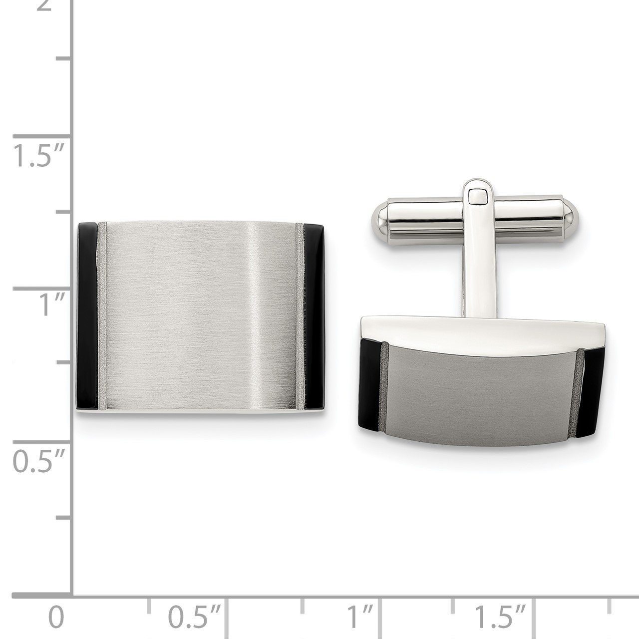 Stainless Steel Black Acrylic Cufflinks-2