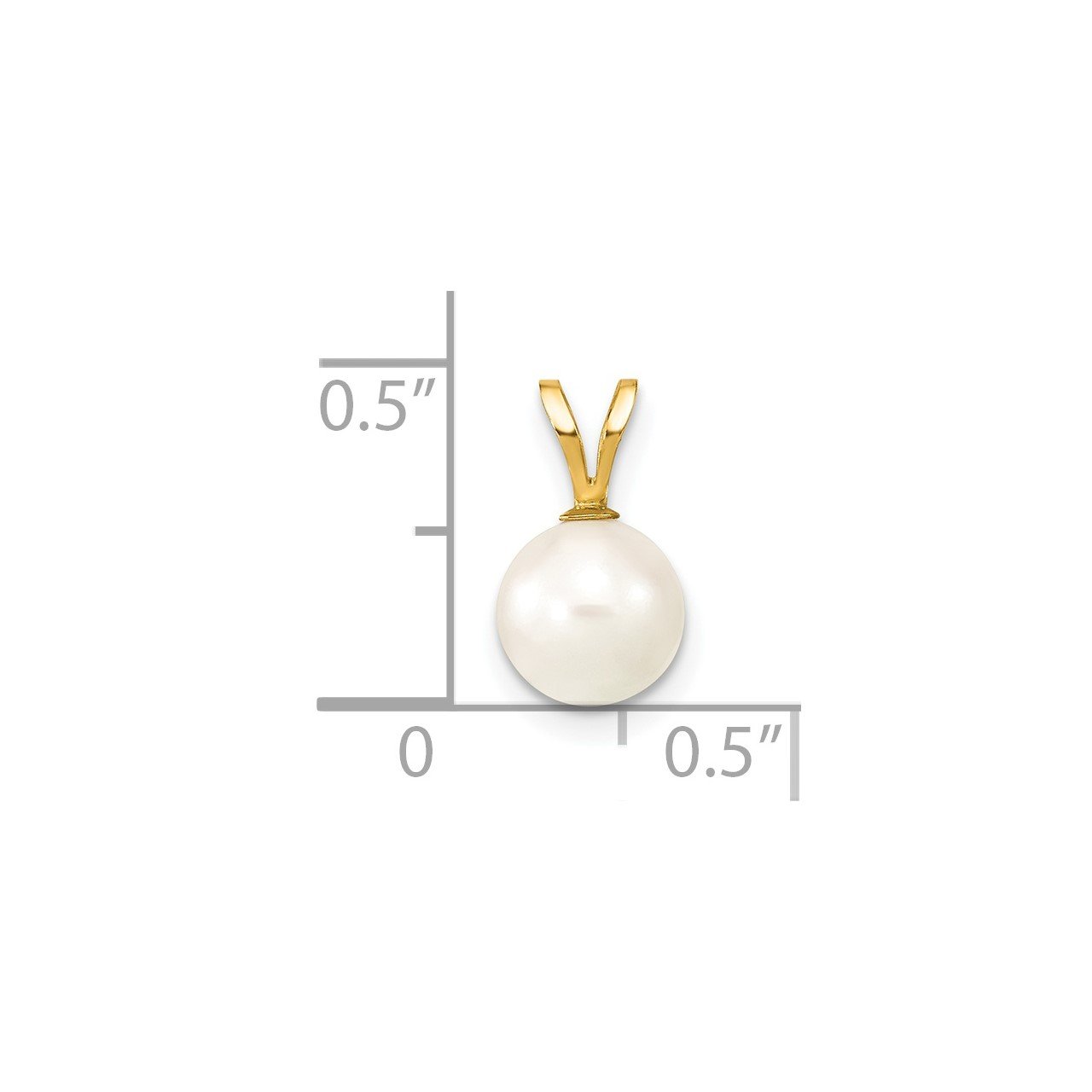 14k Gold 7-8mm Round White Saltwater Akoya Cultured Pearl Pendant-1