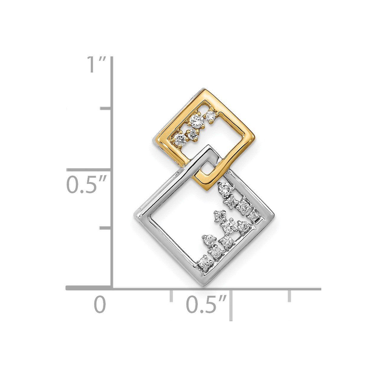 14k Two-tone Polished Double Square Diamond Chain Slide-2
