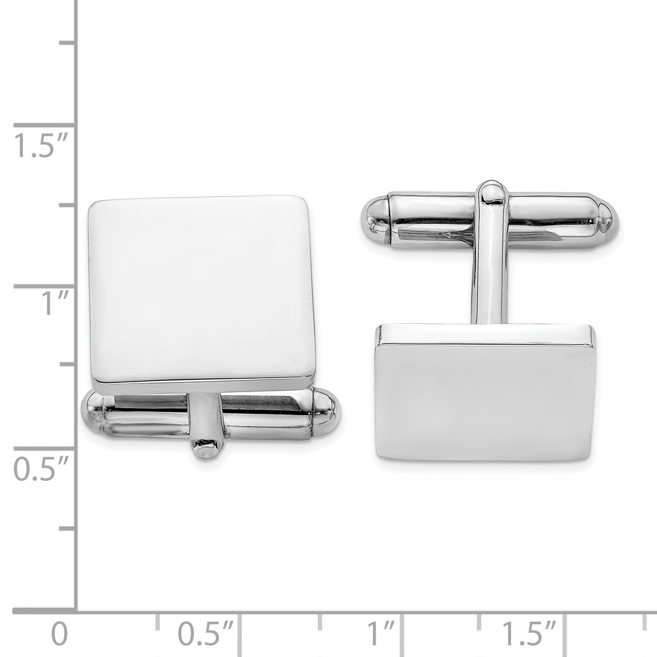 Sterling Silver Rhodium Plated Square Cuff Links-1