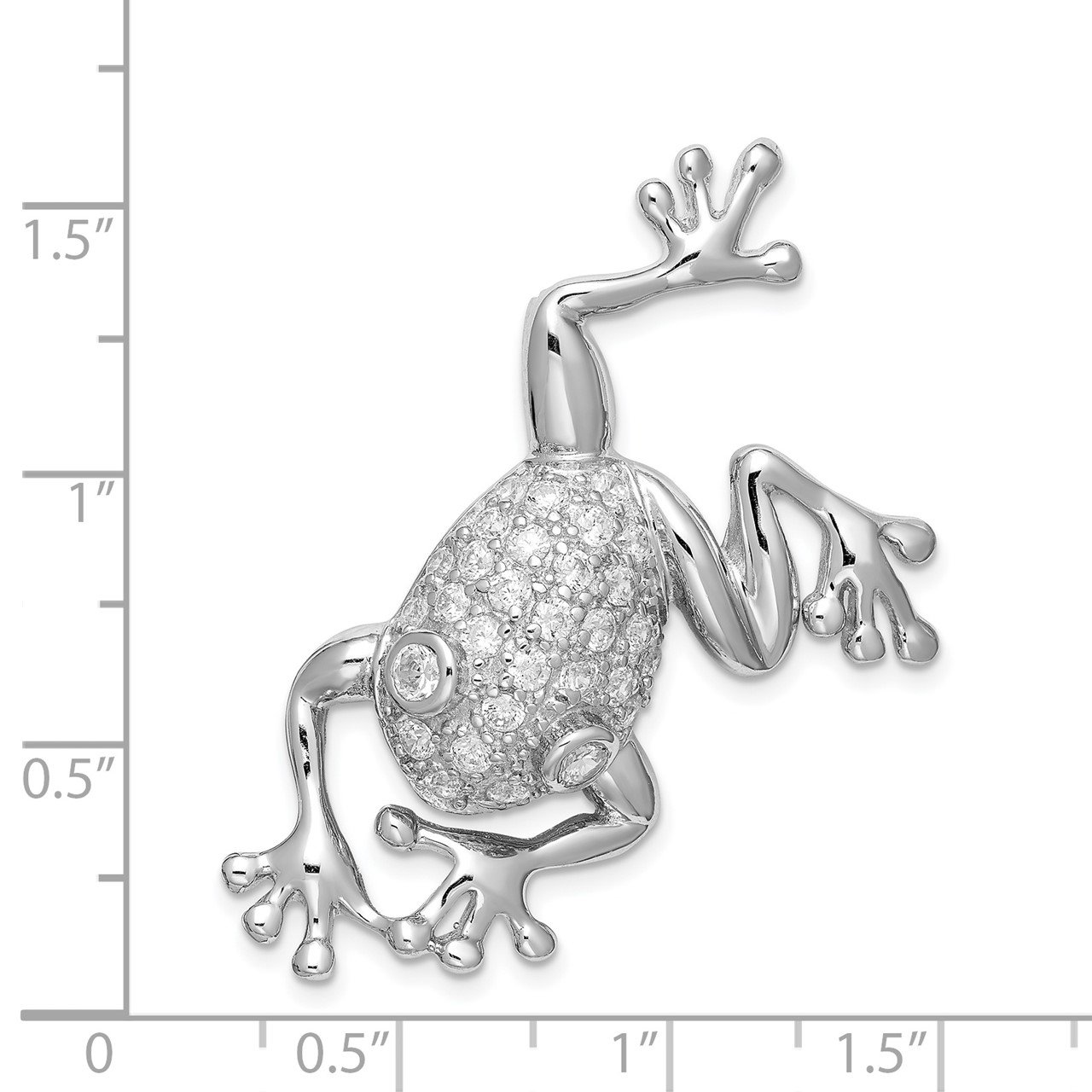 Sterling Silver Rhodium-plated CZ Frog Pin-2