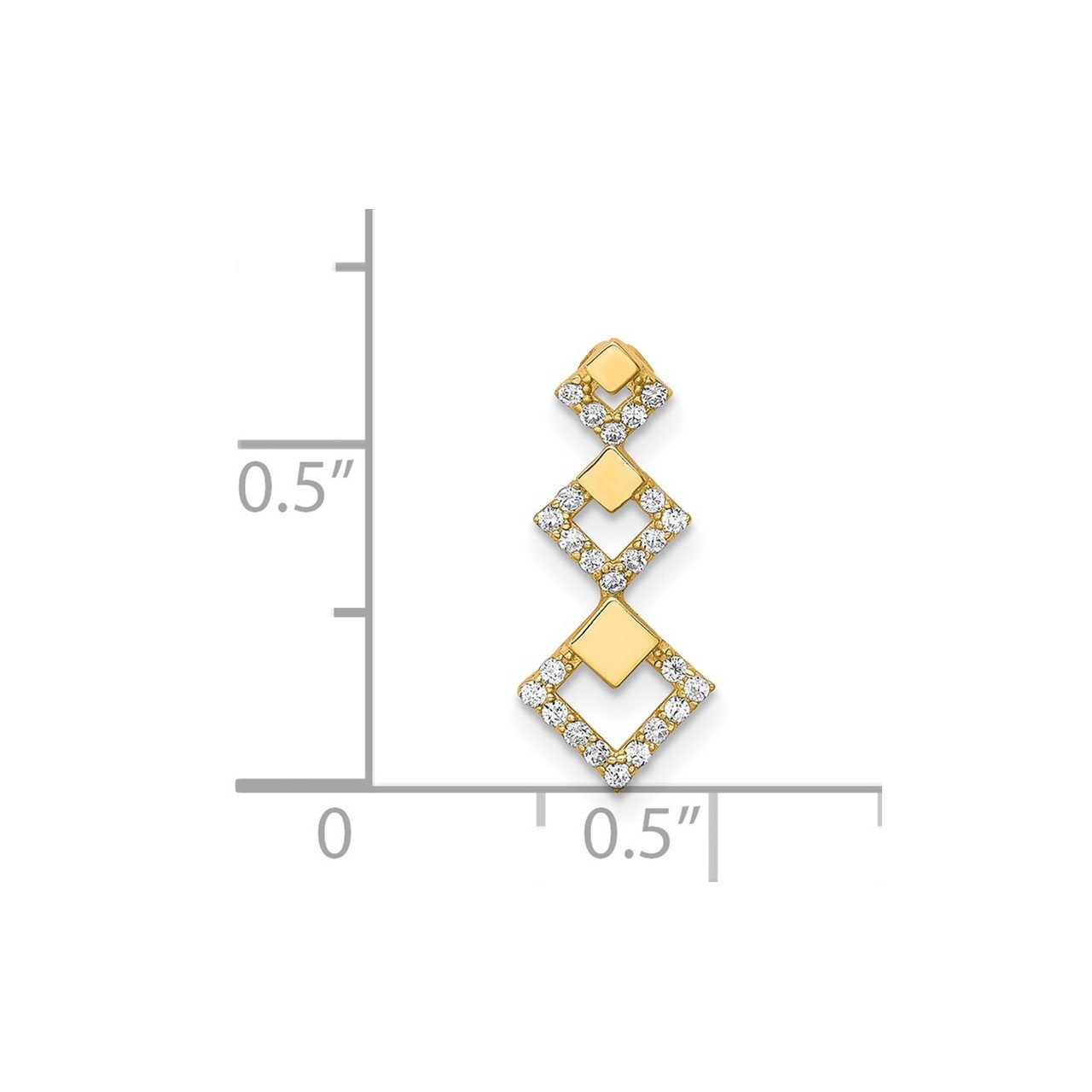 14K CZ Geometric Tiered Chain Slide Pendant-2