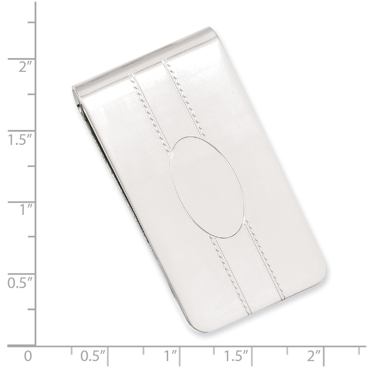 Rhodium-plated Kelly Waters Engraveable Oval Center Money Clip-2