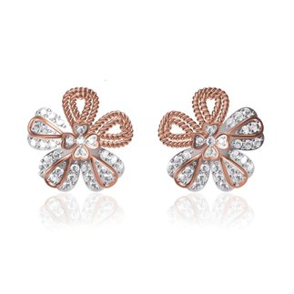 14k Rose Gold Natural 1.490 Ct. Diamond Flower Earrings Broad 19.5 Earrings