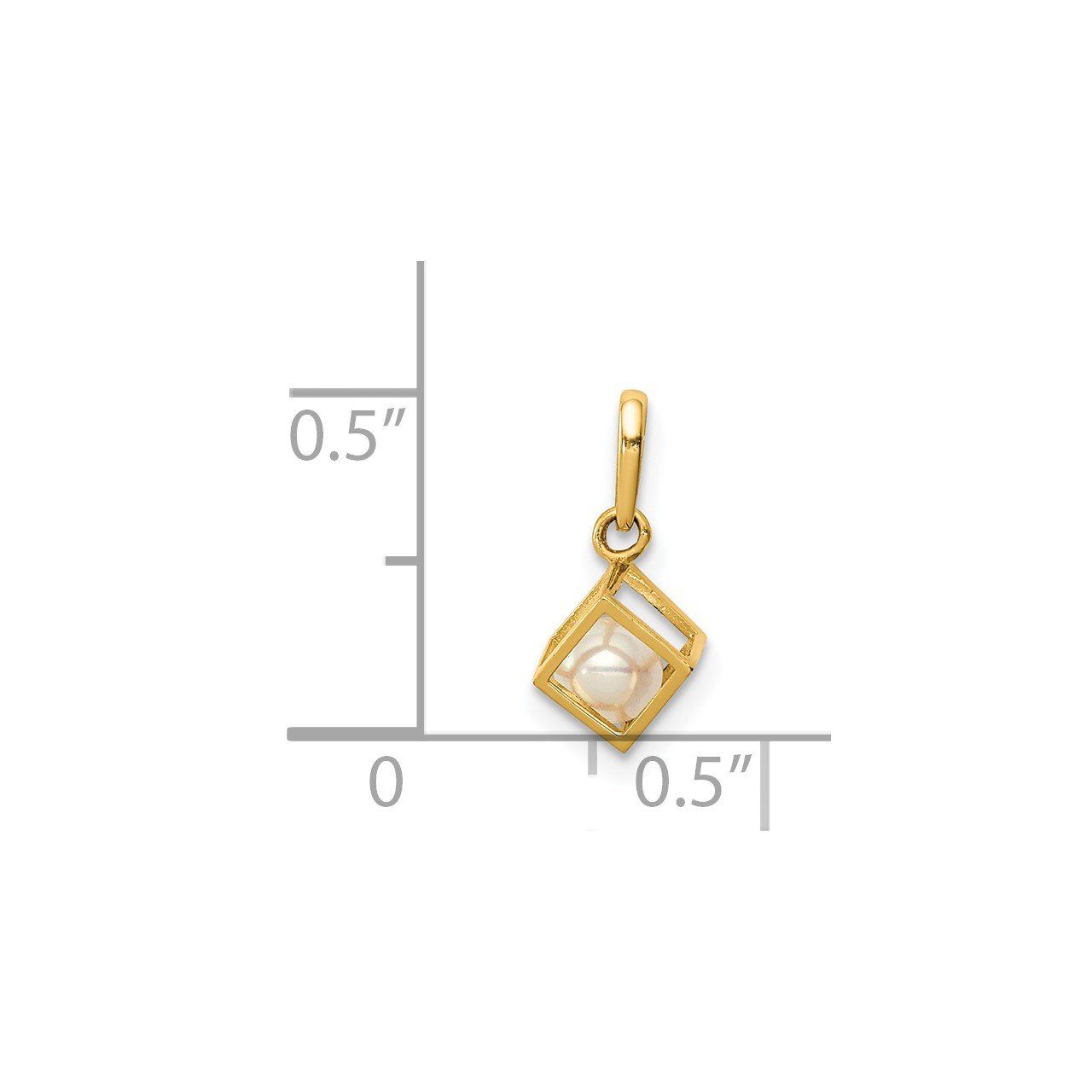14K 3D Square with FW Cultured Pearl Pendant-3