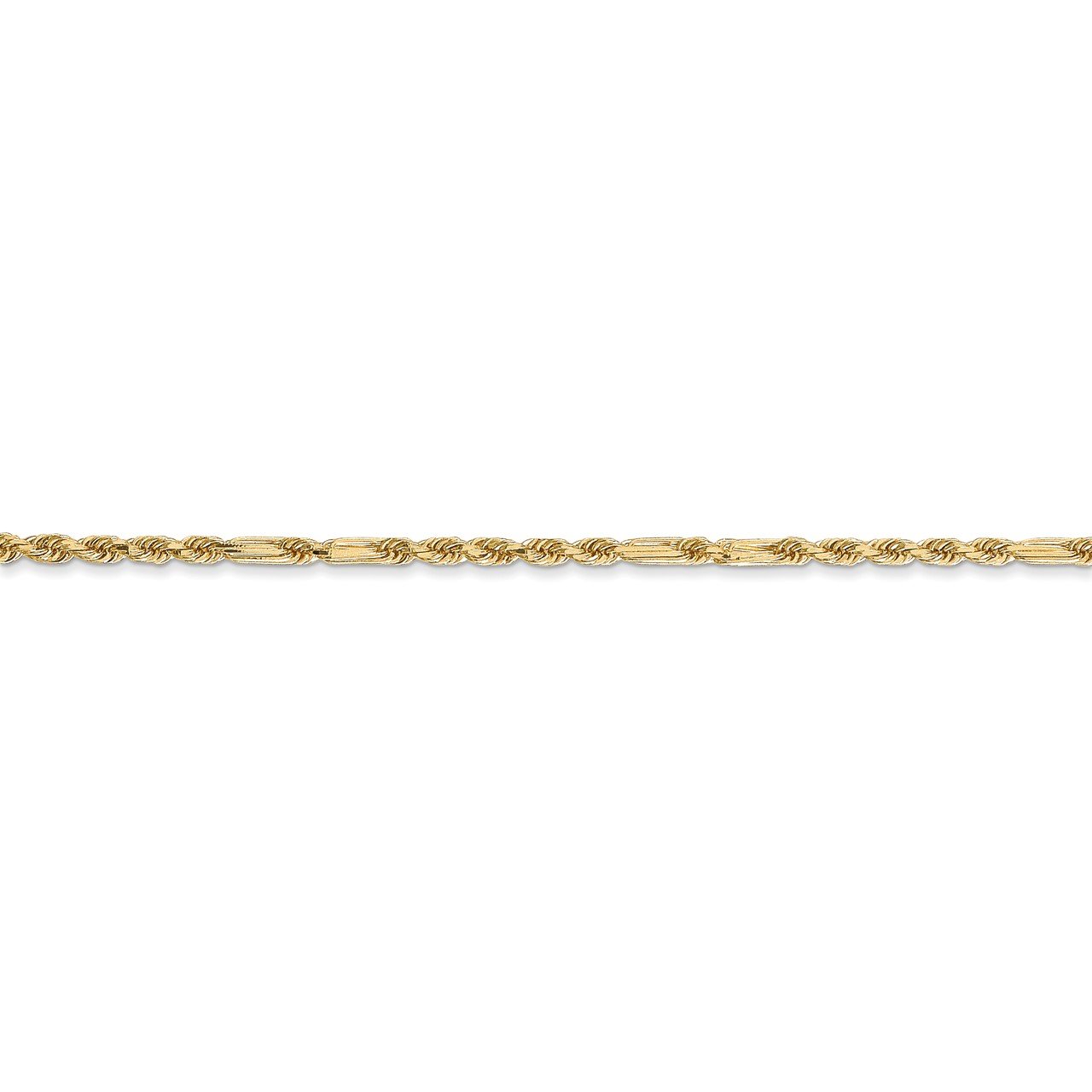 14k 1.8mm D/C Milano Rope Chain Anklet-1
