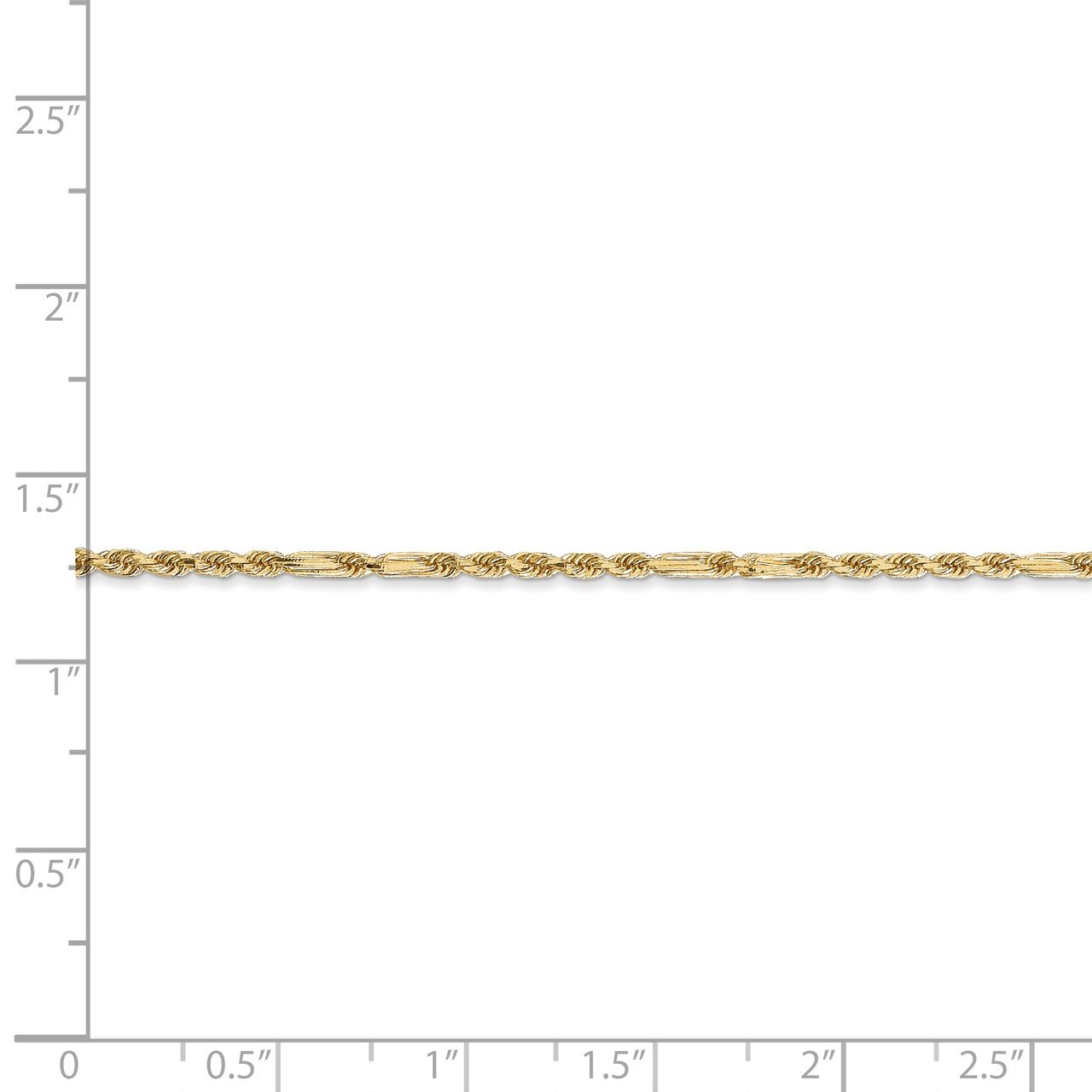 14k 1.8mm D/C Milano Rope Chain Anklet-3