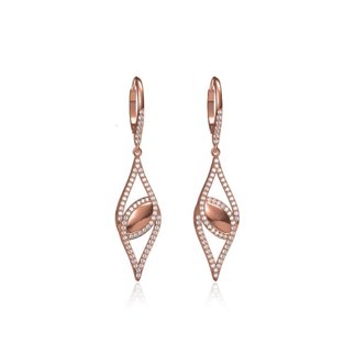 14k Rose Gold 1.128 Ct. Diamond Dangling Earrings Gift for Women Girls