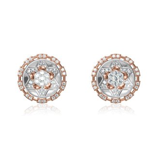 14k White/ Rose Gold 0.840 Ct. Diamond Round Shape Earrings