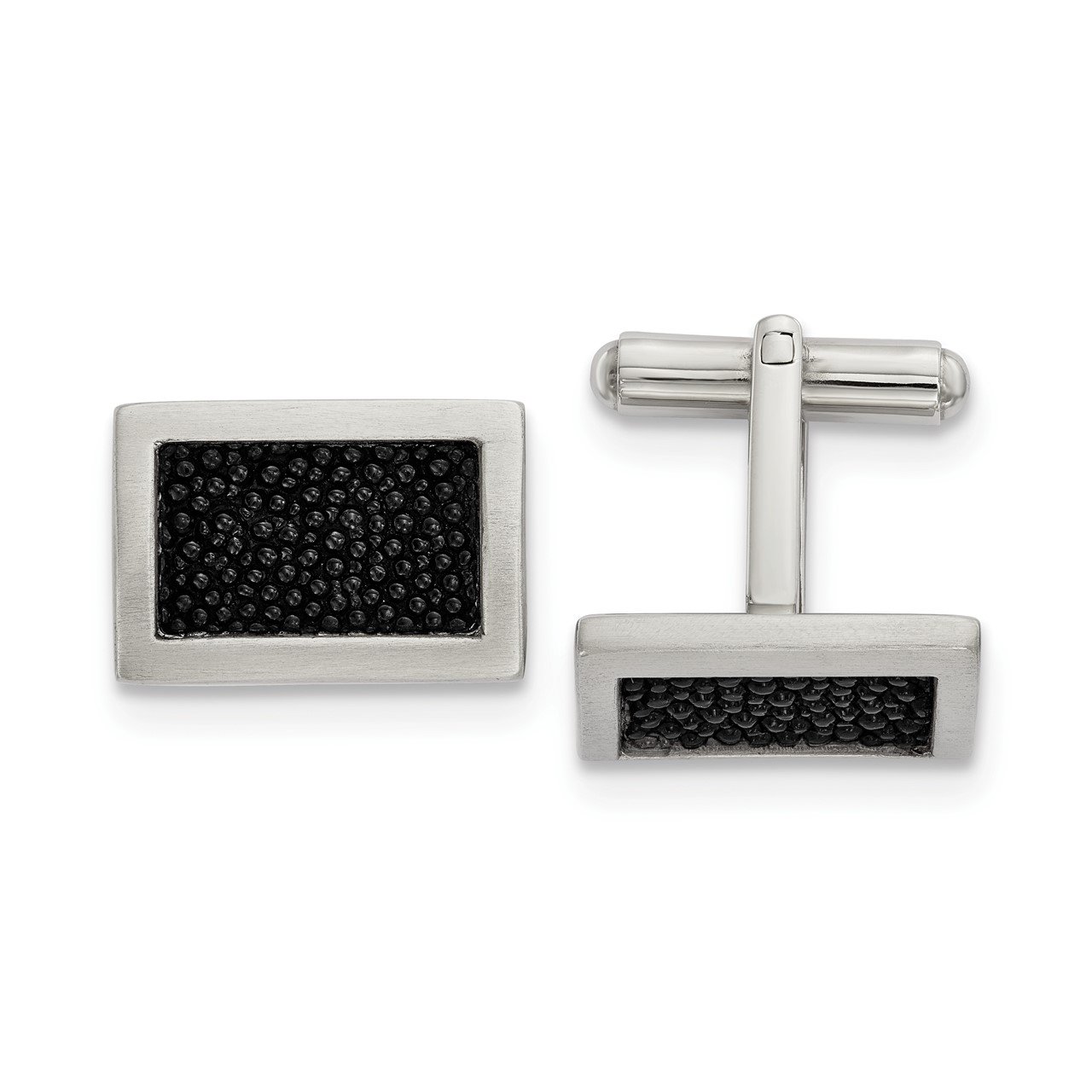 Stainless Steel Brushed with Stingray Leather Cufflinks