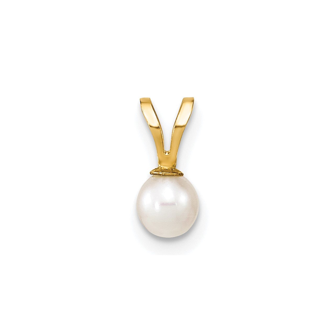 14k Gold 4-5mm Round White FW Cultured Pearl Pendant