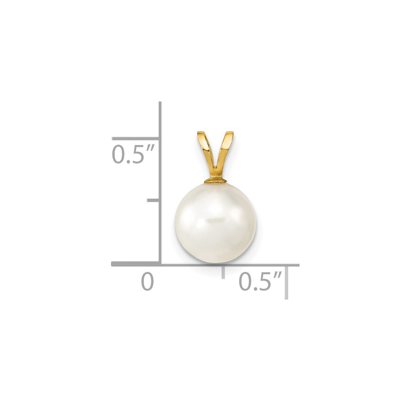 14k Gold 8-9mm Round White Saltwater Akoya Cultured Pearl Pendant-1