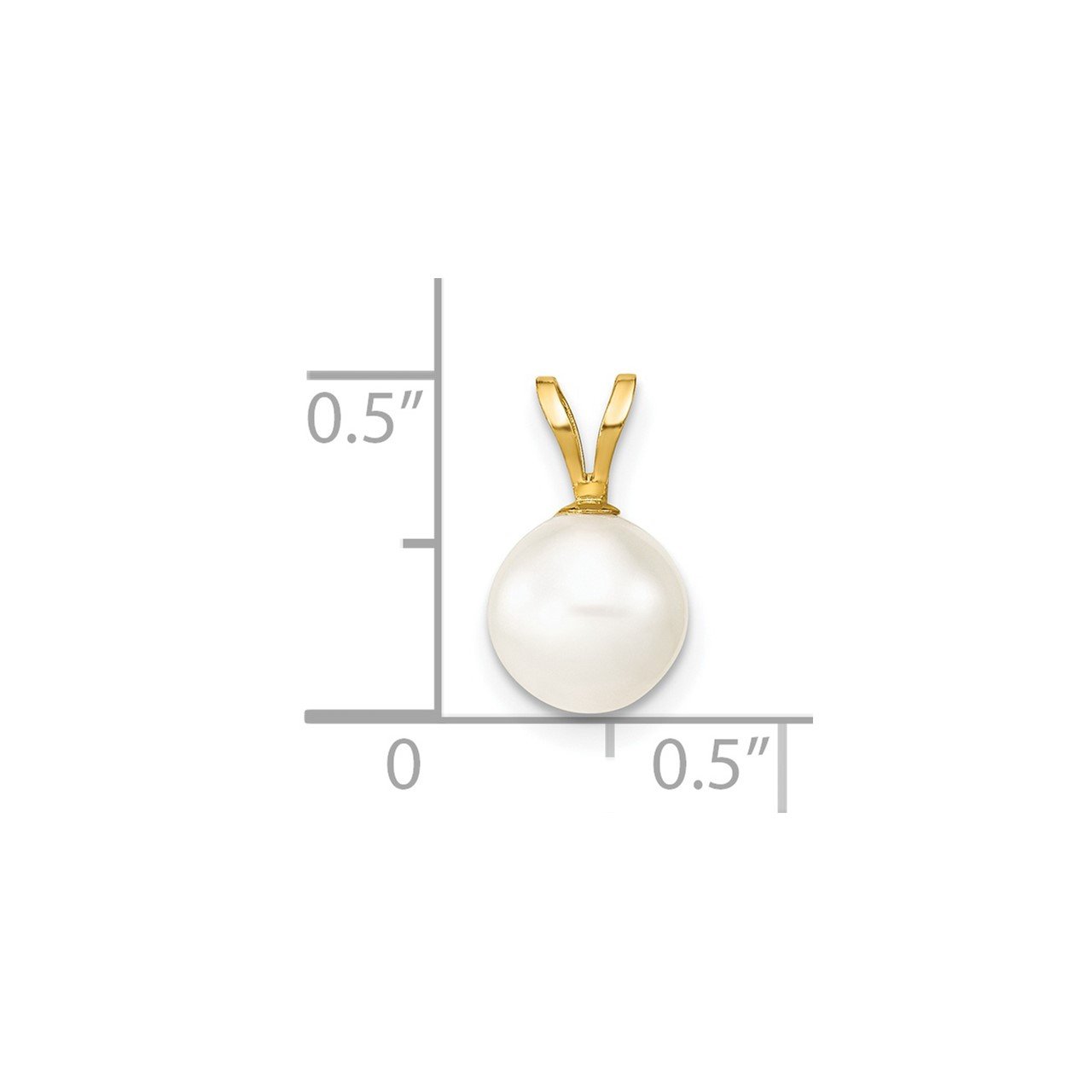 14K 7-8mm Round White FW Cultured Pearl Pendant-1