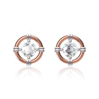 14K Rose Gold 0.640 Ct. Natural Diamond Round Shape Earrings