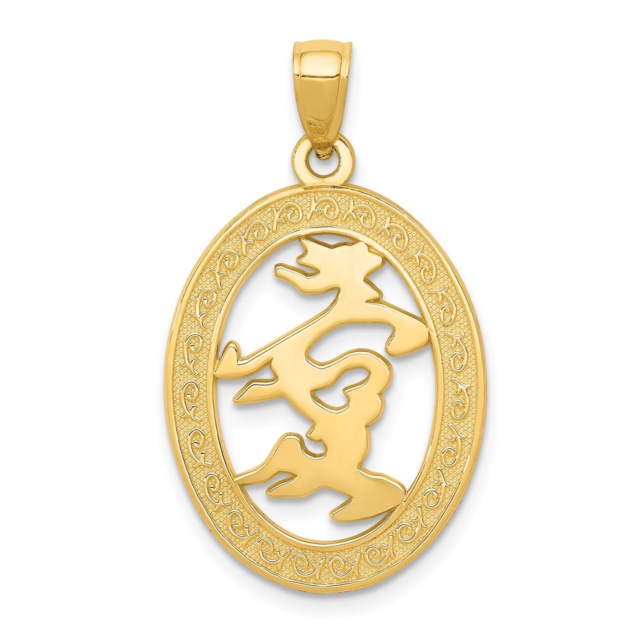 14k Chinese Happiness Symbol in Oval Frame Pendant