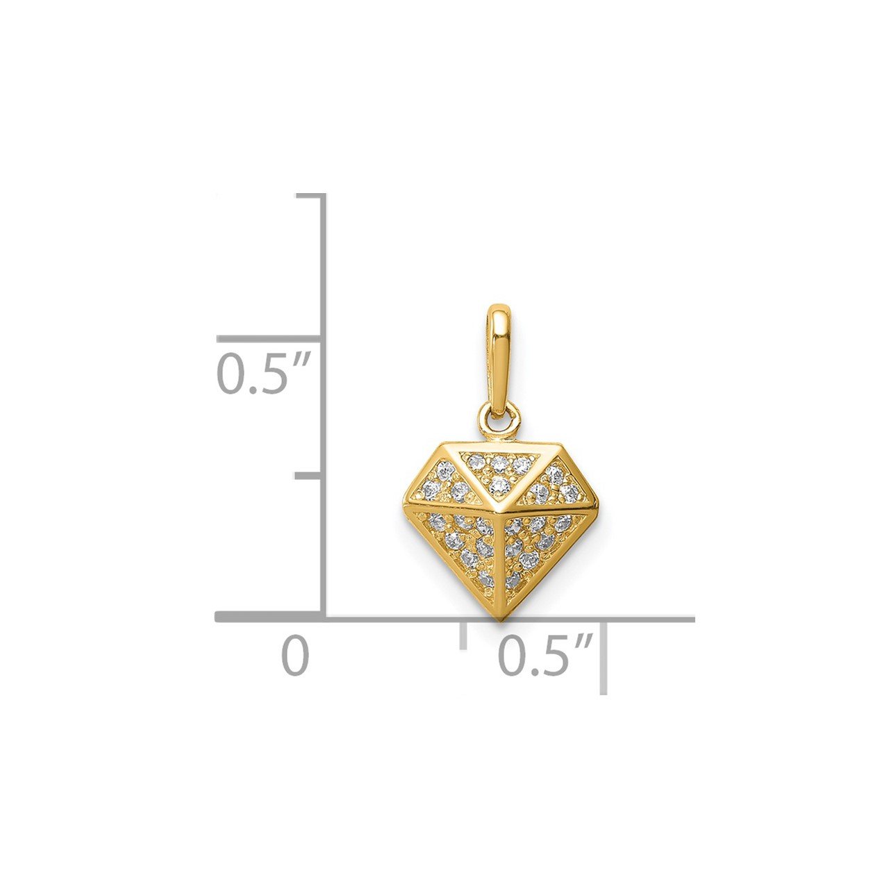 14K Geometric Diamond-shaped CZ Pendant-2