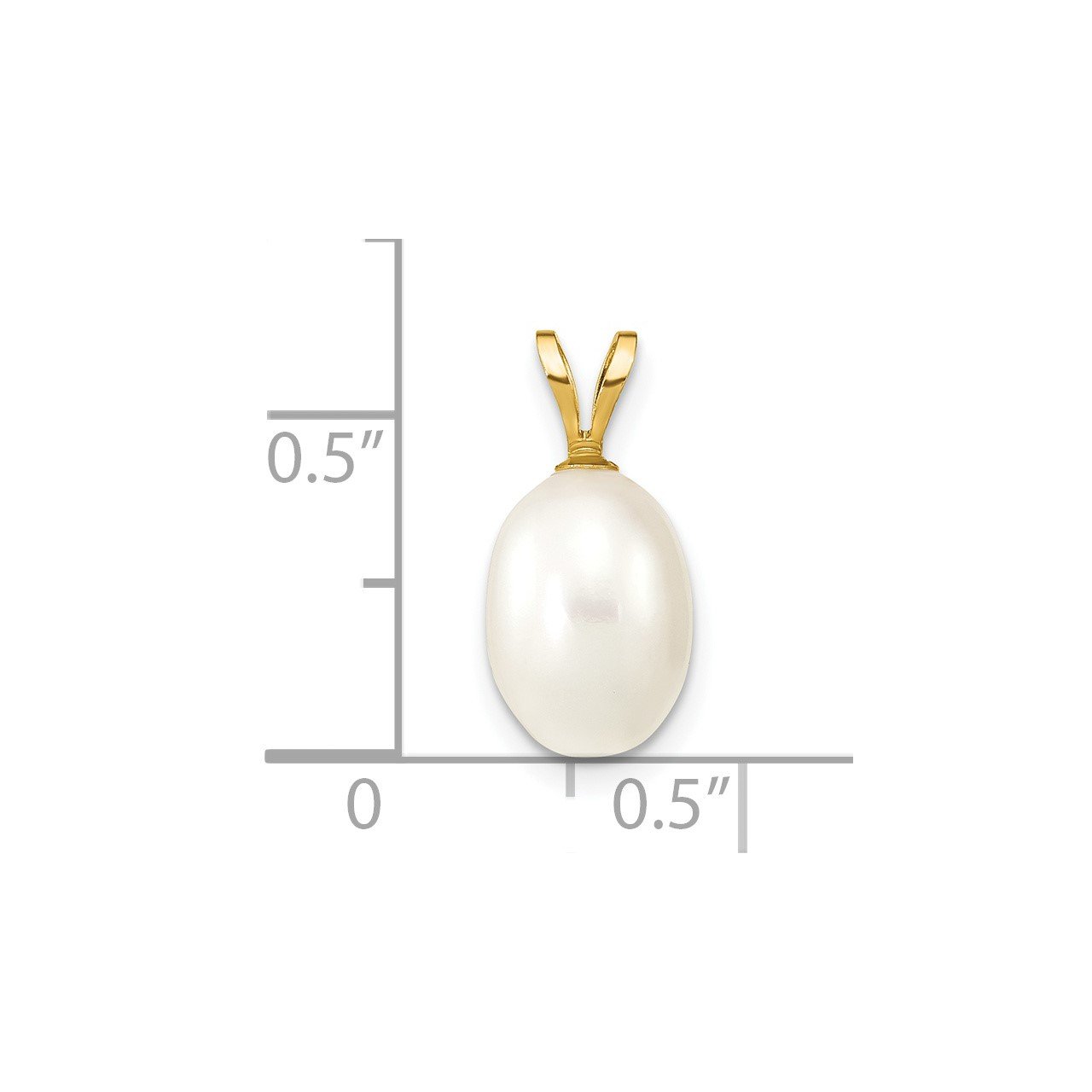 14K 7-8mm White Rice Freshwater Cultured Pearl Pendant-1