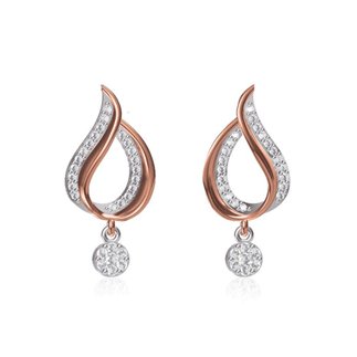 14k Two Tone Gold 0.324 Ct. Diamond Dangling Earrings