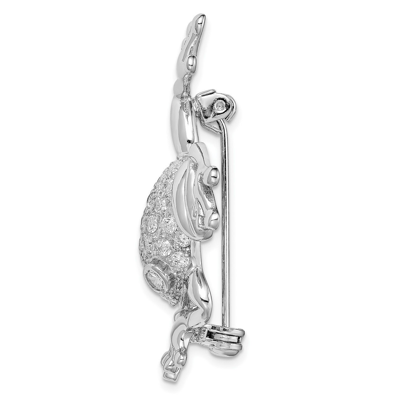 Sterling Silver Rhodium-plated CZ Frog Pin-1