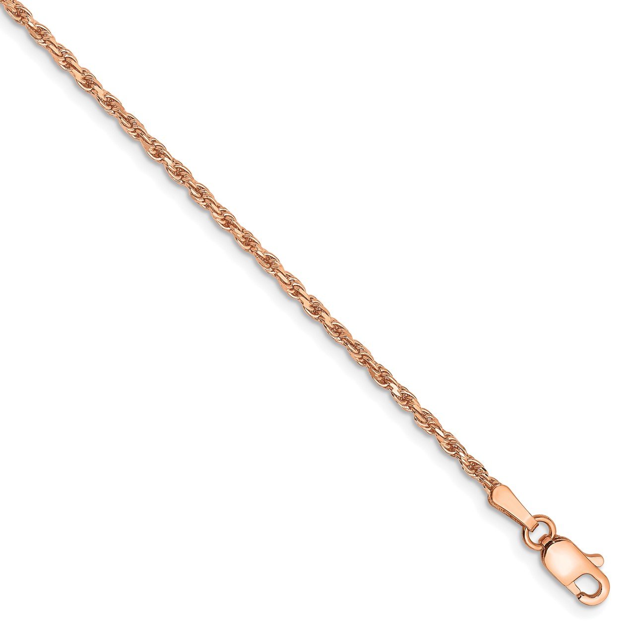 14k Rose Gold 1.8mm Diamond-cut Rope Chain Anklet
