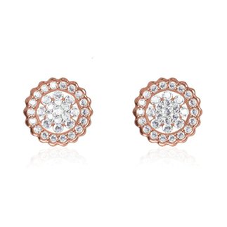14k White/Rose Gold 1.206 Ct. Diamond Round Shape Earrings