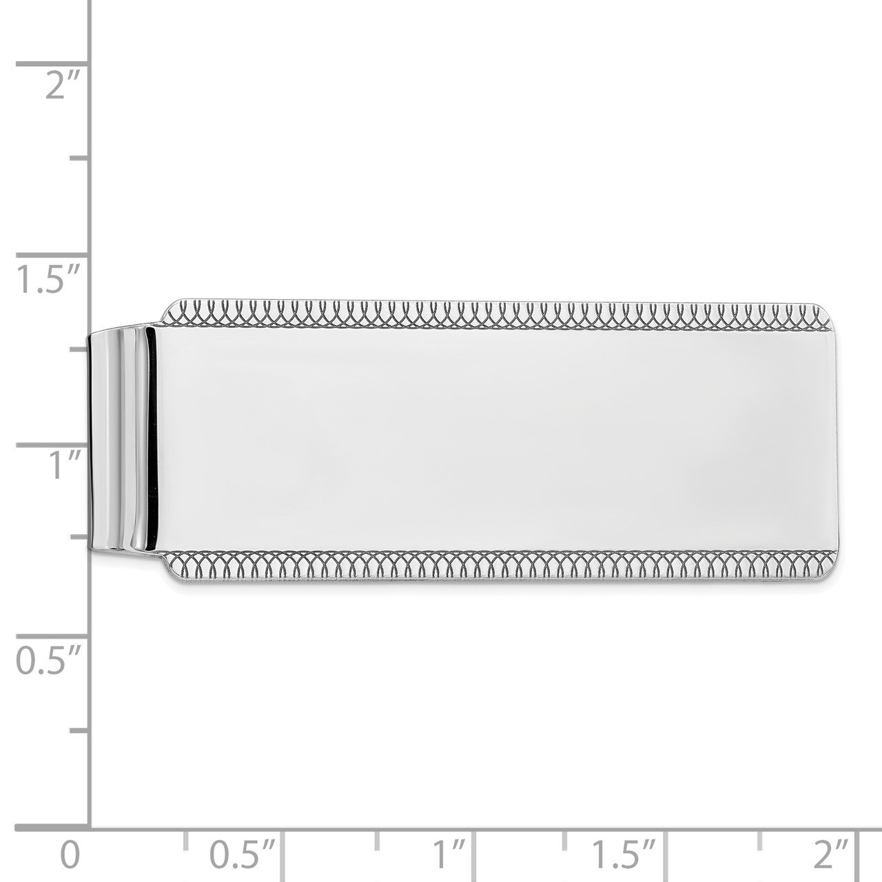Sterling Silver Rhodium-plated Satin Front Satin Back Money Clip-1