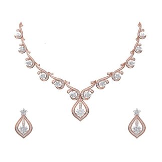 14k Yellow Gold 6.561 Ct. Diamond Necklace/Earrings Set