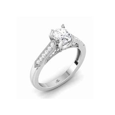14K White Gold Diamond Engagement Ring (Center Stone Not Included)