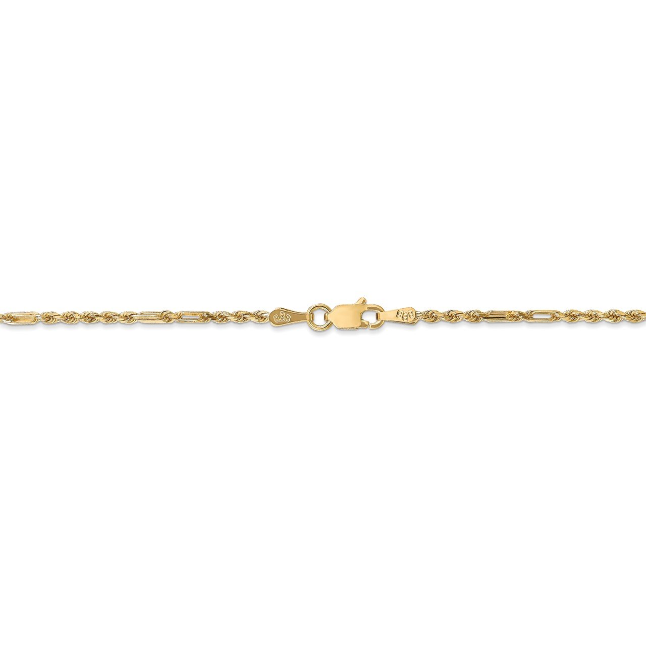 14k 1.8mm D/C Milano Rope Chain Anklet-2