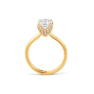 14K Yellow Gold Natural Diamond Engagement Ring (Center Stone Not Included)