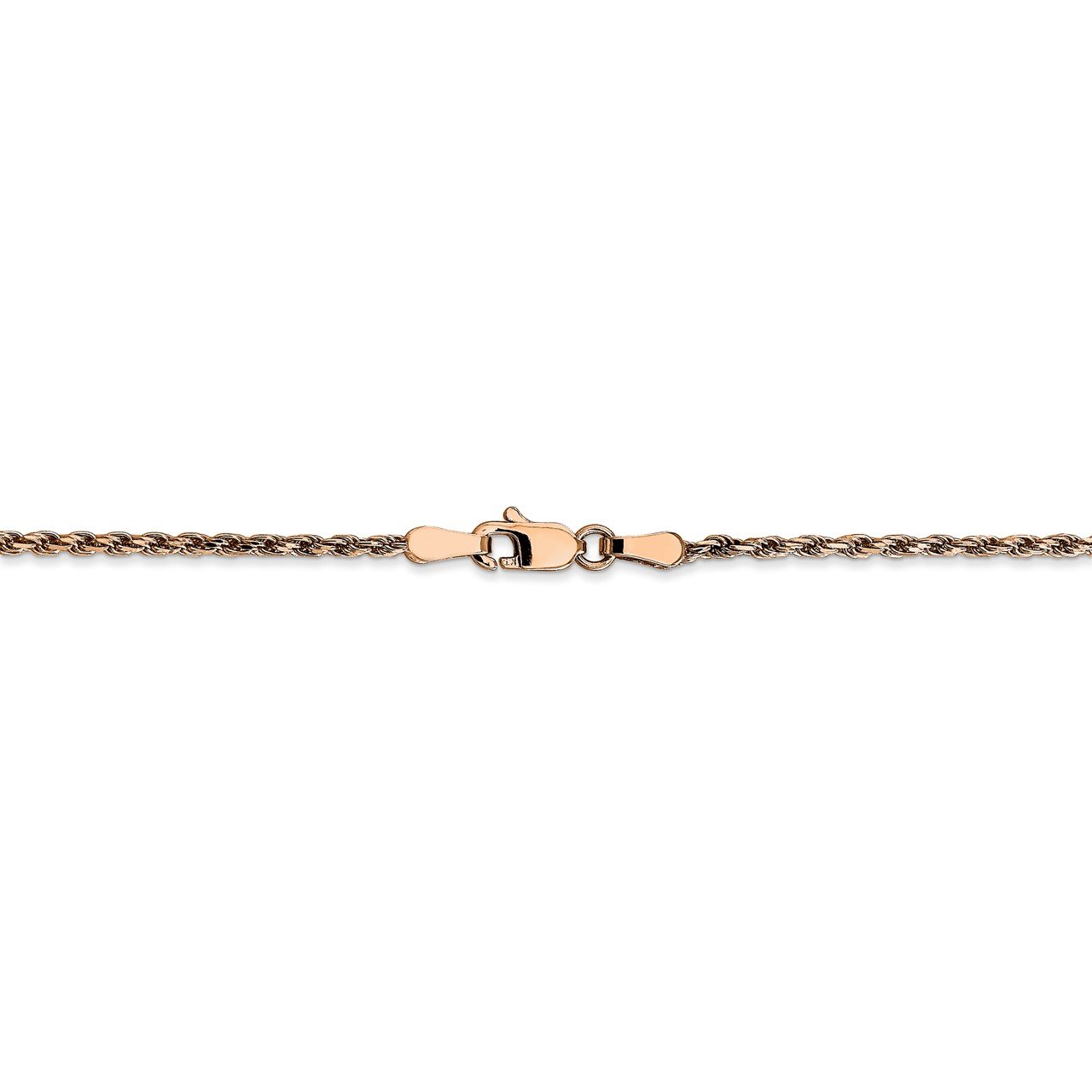 14k Rose Gold 1.8mm Diamond-cut Rope Chain Anklet-2