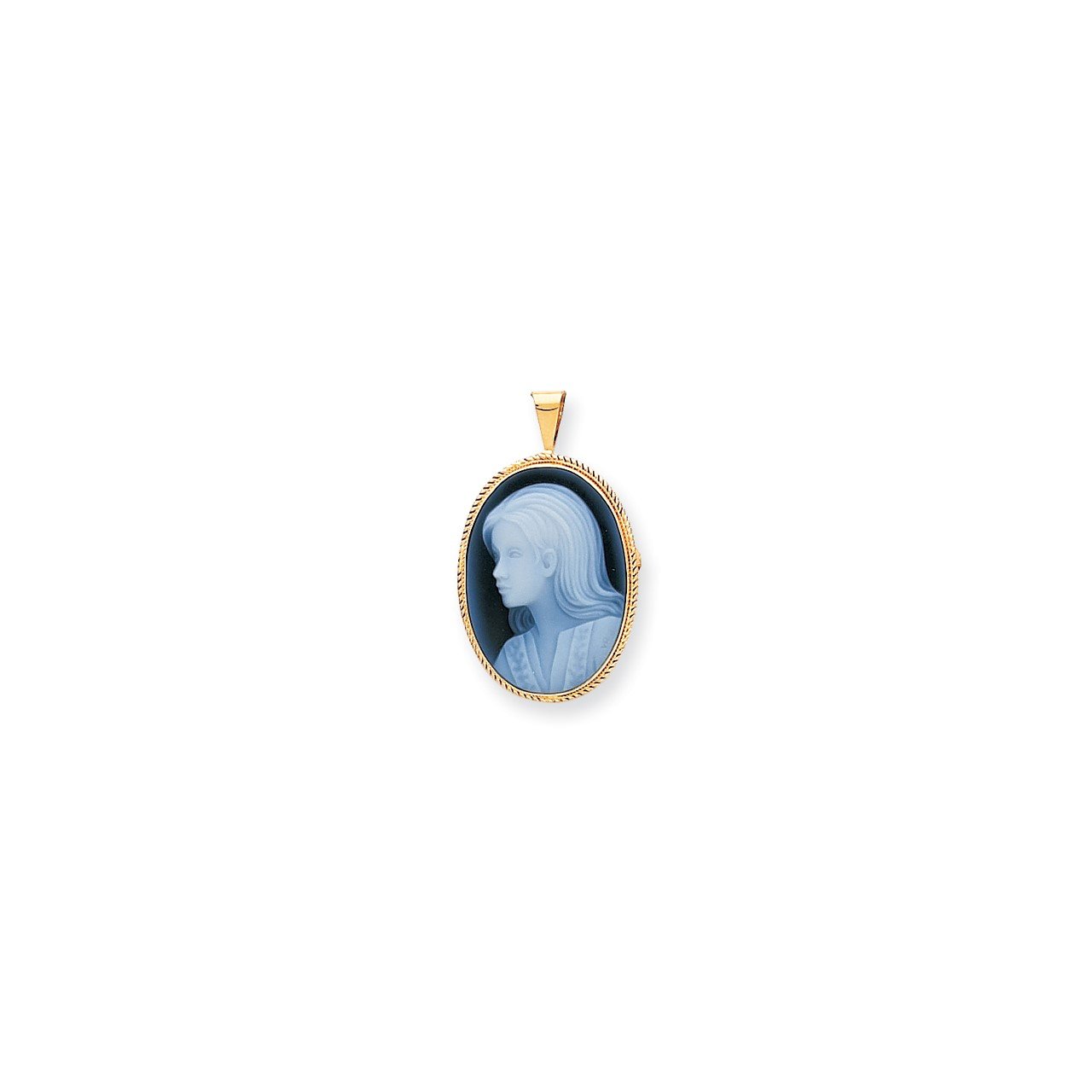 14k Agate Young Woman Cameo Pendant