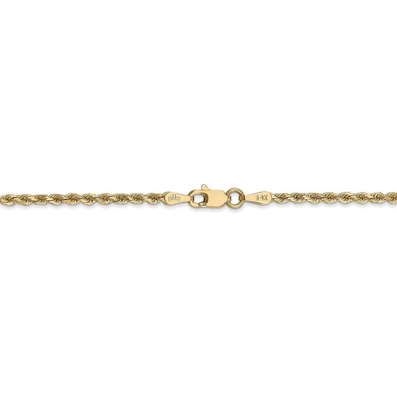 14k 2mm Diamond -Cut Rope Chain Anklet-2