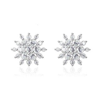 14 k White Gold Natural 0.716 Ct. Diamond Snow Shape Earrings