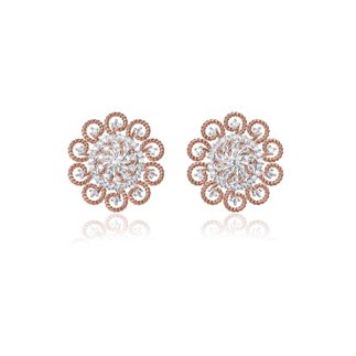 14K Rose Gold 1.24 Ct. Diamond Flower Shape Earrings