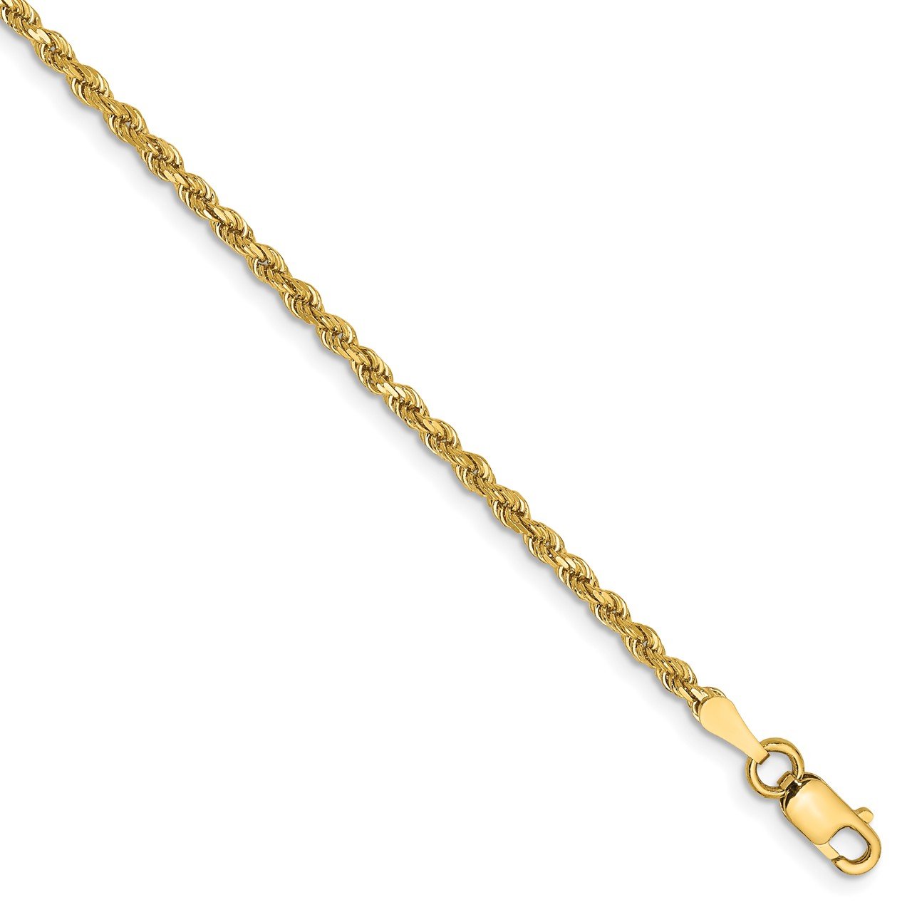 14k 2mm Diamond -Cut Rope Chain Anklet