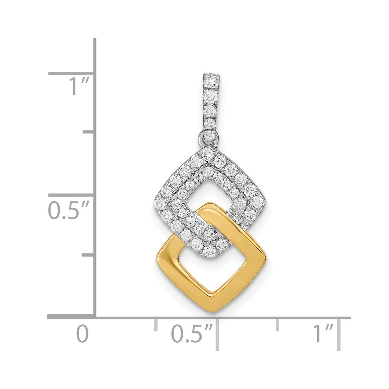 14k Two-tone Diamond Double Square Chain Slide-4