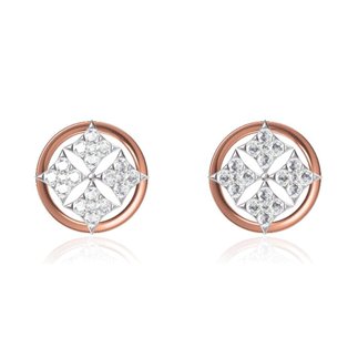 14 k White /Rose Gold Natural 0.896 Ct. Diamond Round Shape Earrings