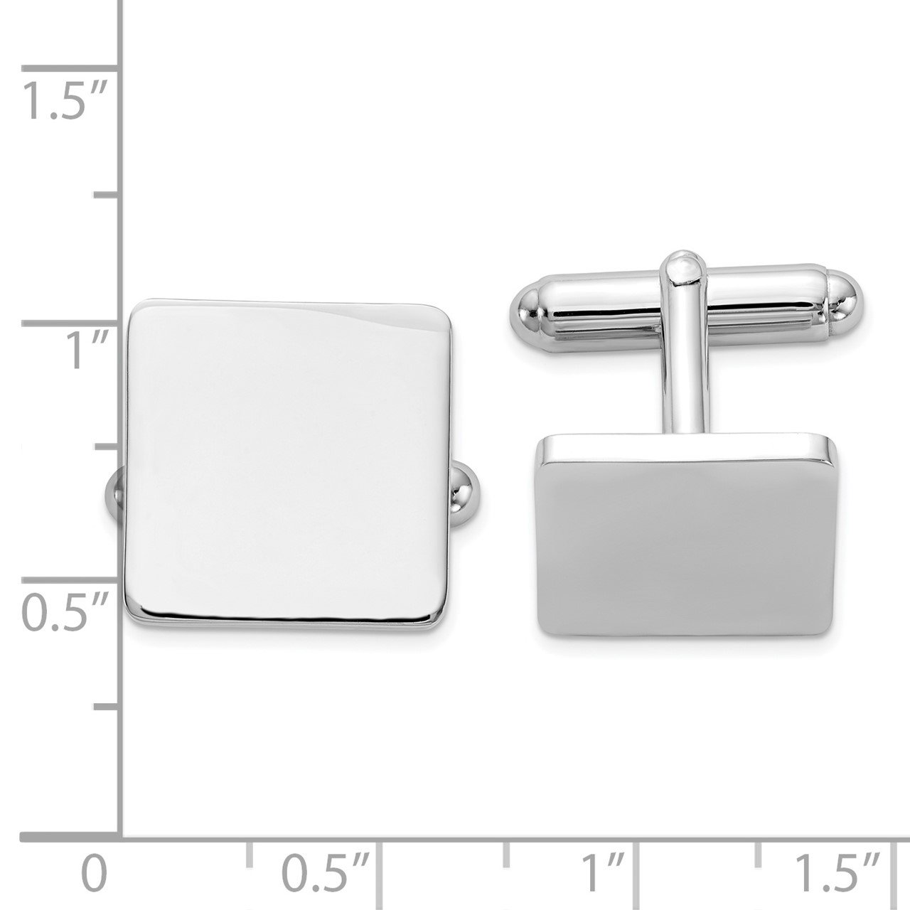Sterling Silver Rhodium-plated Square Cuff Links-1