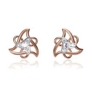 14k Rose Gold Natural 0.288 Ct. Diamond Curved Triangle Earrings