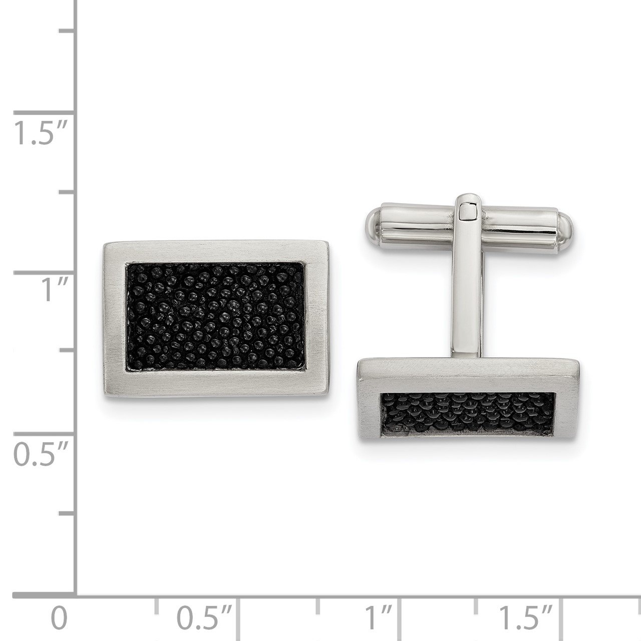 Stainless Steel Brushed with Stingray Leather Cufflinks-1