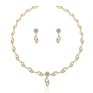 14K Yellow Gold 1.573 ct. Diamond Necklace/ 0.866ct. Earring